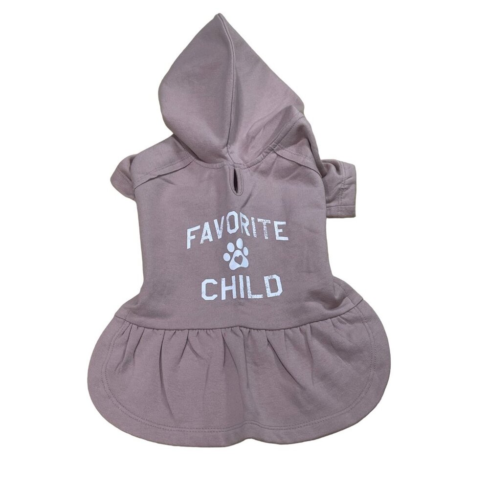 Grayson Pup - Pet Sweatshirt With Hood - "Favorite Child" - Light Brown - Small